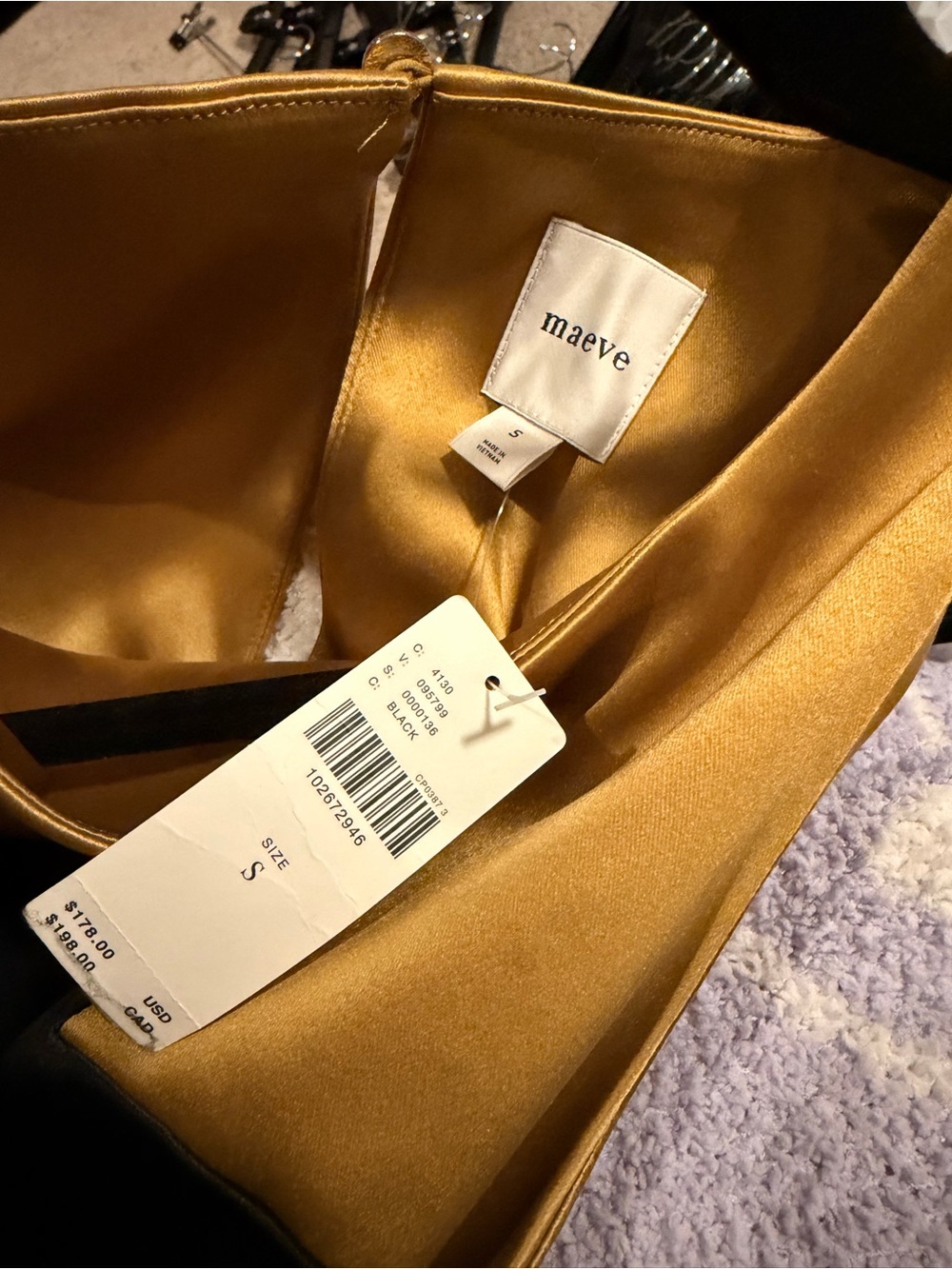 Maeve Black, Gold & White Scallop Mini Flare Dress - NWT - Size S - Picture 4 of 4
